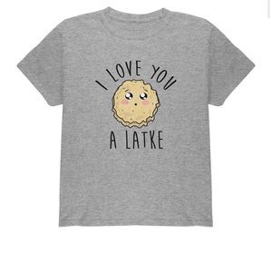 Hanukkah I Love You A Lot Latke Youth T Shirt L Grey
